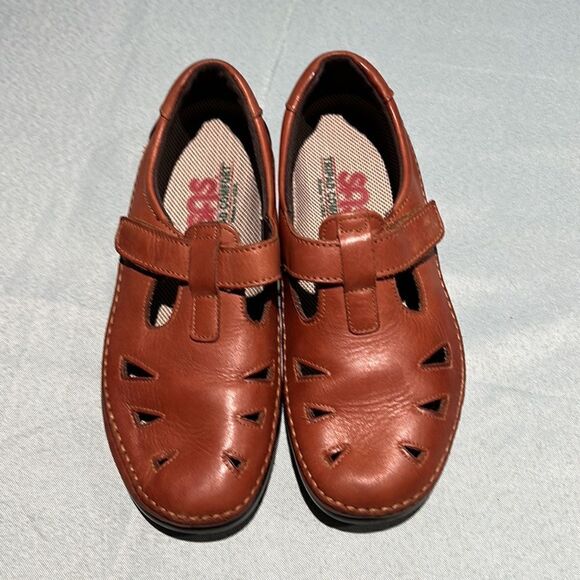 SAS Roamer womens brown leather velcro strap loafers size 7.5W B16B - Picture 4 of 9
